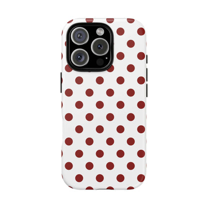 Cherry Red Polka dot Tough Case Phone Case for iPhone, Samsung, Google