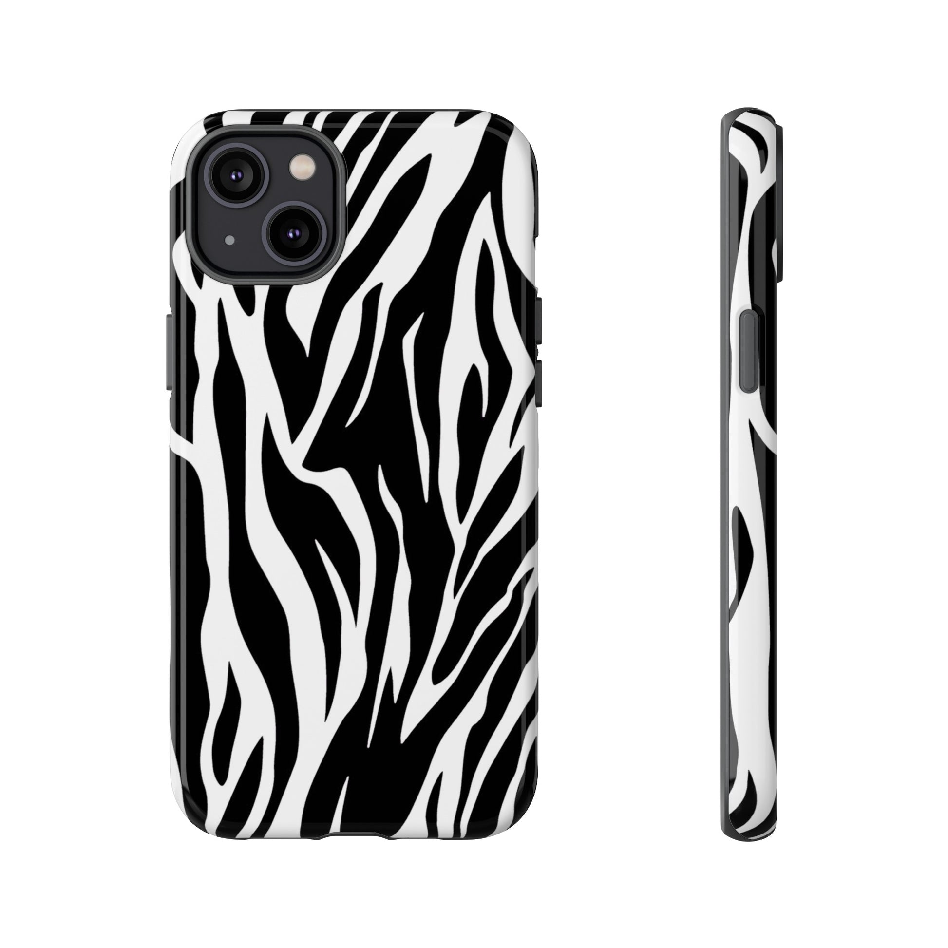 Black White Tiger Print Tough Case Cover for iPhone Samsung and Google phones., Phone Case, JSCHAFFA.com