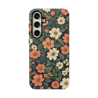 Orange & White Floral Phone Case - Elegant Protection for iPhone, Samsung, and Google Phones, Phone Case, JSCHAFFA.com