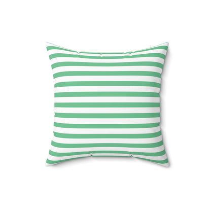 Green & White Horizontal Stripe Pillow Spun Polyester Square Pillow | Coastal Nautical Decor