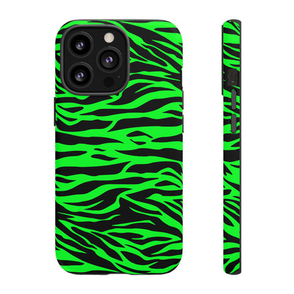 Green Cute Wild Tiger Print Pattern Tough Phone Case, Phone Case, JSCHAFFA.com