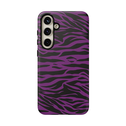 Purple Black Tiger print tough phone case, Phone Case, JSCHAFFA.com