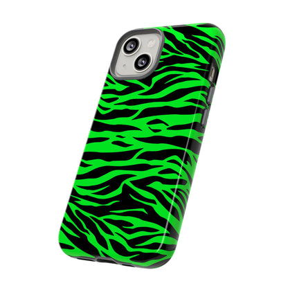 Green Cute Wild Tiger Print Pattern Tough Phone Case, Phone Case, JSCHAFFA.com