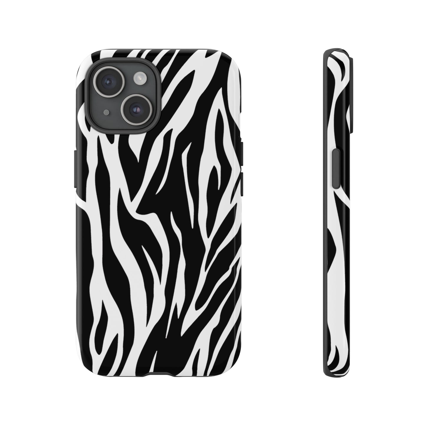 Black White Tiger Print Tough Case Cover for iPhone Samsung and Google phones., Phone Case, JSCHAFFA.com