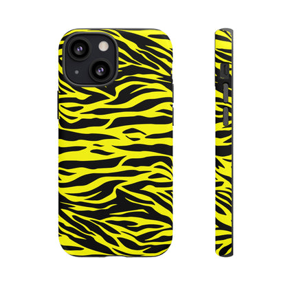 Yellow Cute Wild Tiger Print Pattern Tough Phone Case, Phone Case, JSCHAFFA.com