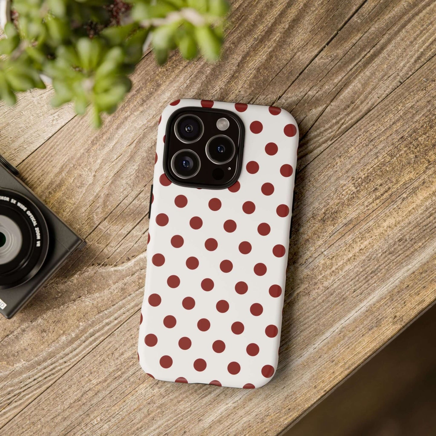 Cherry Red Polka dot Tough Case Phone Case for iPhone, Samsung, Google