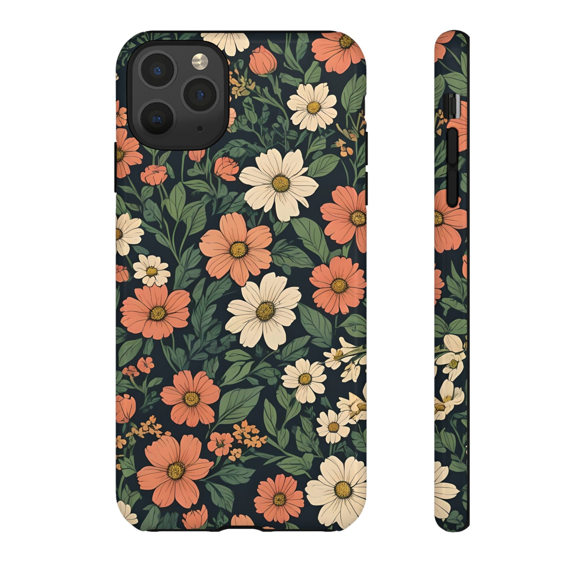 Orange & White Floral Phone Case - Elegant Protection for iPhone, Samsung, and Google Phones, Phone Case, JSCHAFFA.com