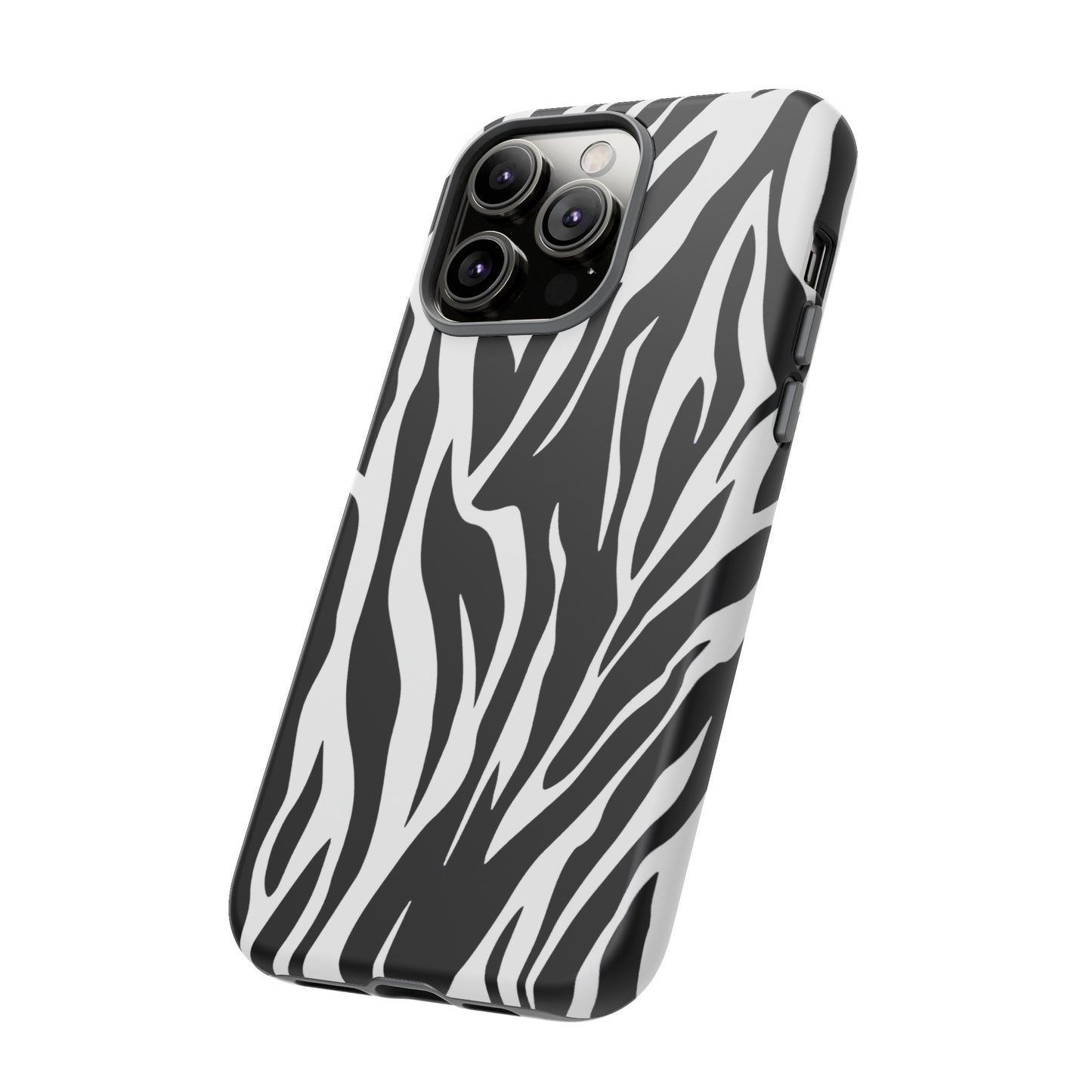 Black White Tiger Print Tough Case Cover for iPhone Samsung and Google phones., Phone Case, JSCHAFFA.com