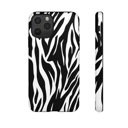 Black White Tiger Print Tough Case Cover for iPhone Samsung and Google phones., Phone Case, JSCHAFFA.com