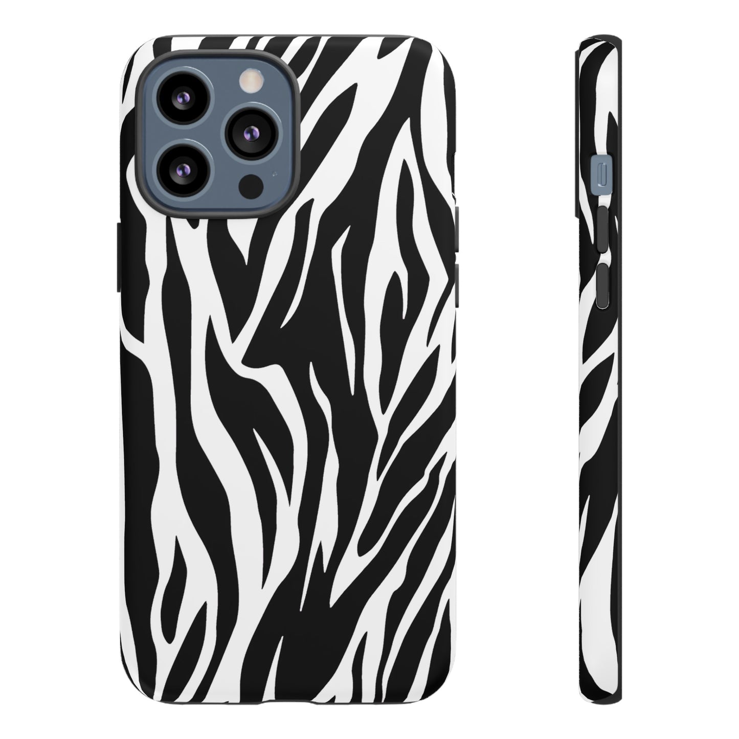 Black White Tiger Print Tough Case Cover for iPhone Samsung and Google phones., Phone Case, JSCHAFFA.com