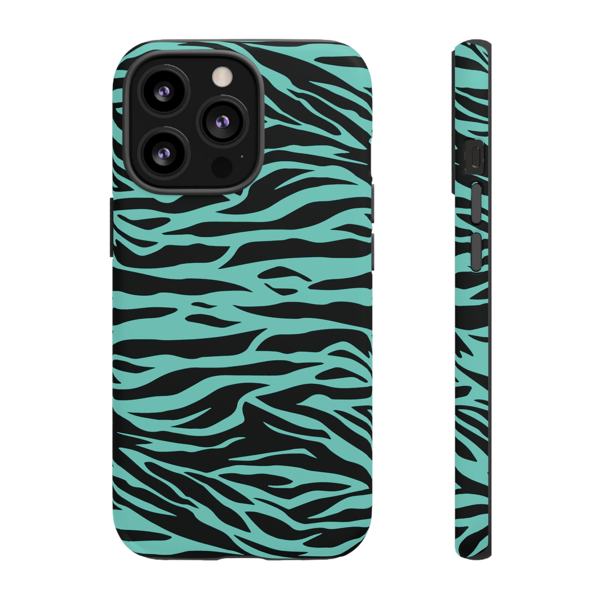 Aqua Cute Wild Tiger Print Pattern Tough Phone Case, Phone Case, JSCHAFFA.com