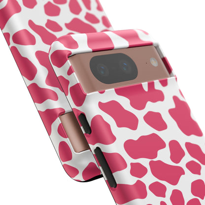 Pink Cow Print Cellphone Case iPhone Samsung Google, Phone Case, JSCHAFFA.com