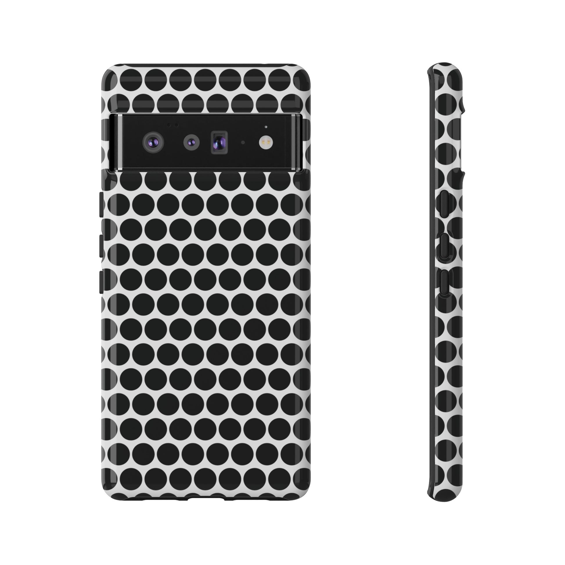 Cute Black White Polkadot Tough Case for iPhone, Samsung, Google, Phone Case, JSCHAFFA.com