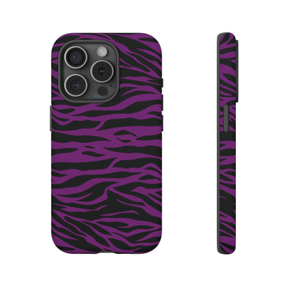 Purple Black Tiger print tough phone case, Phone Case, JSCHAFFA.com