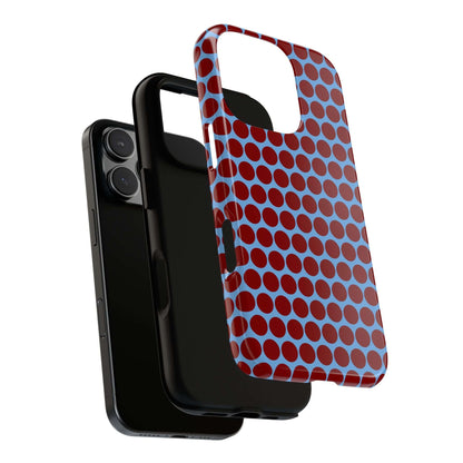 Maroon Dot, Light blue B/Ground Polka Dot Tough Phone Case for iPhone, Samsung, and Google Phones