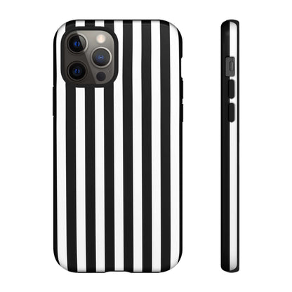 Black & White Horizontal Stripe Tough Phone Case for iPhone, Samsung, and Google Phones