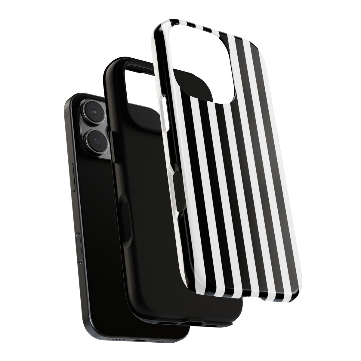 Black White Horizontal Stripe Phone Case Cover, iPhone, Samsung Galaxy S24, and Google Pixel Phones