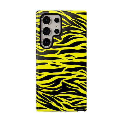 Yellow Cute Wild Tiger Print Pattern Tough Phone Case