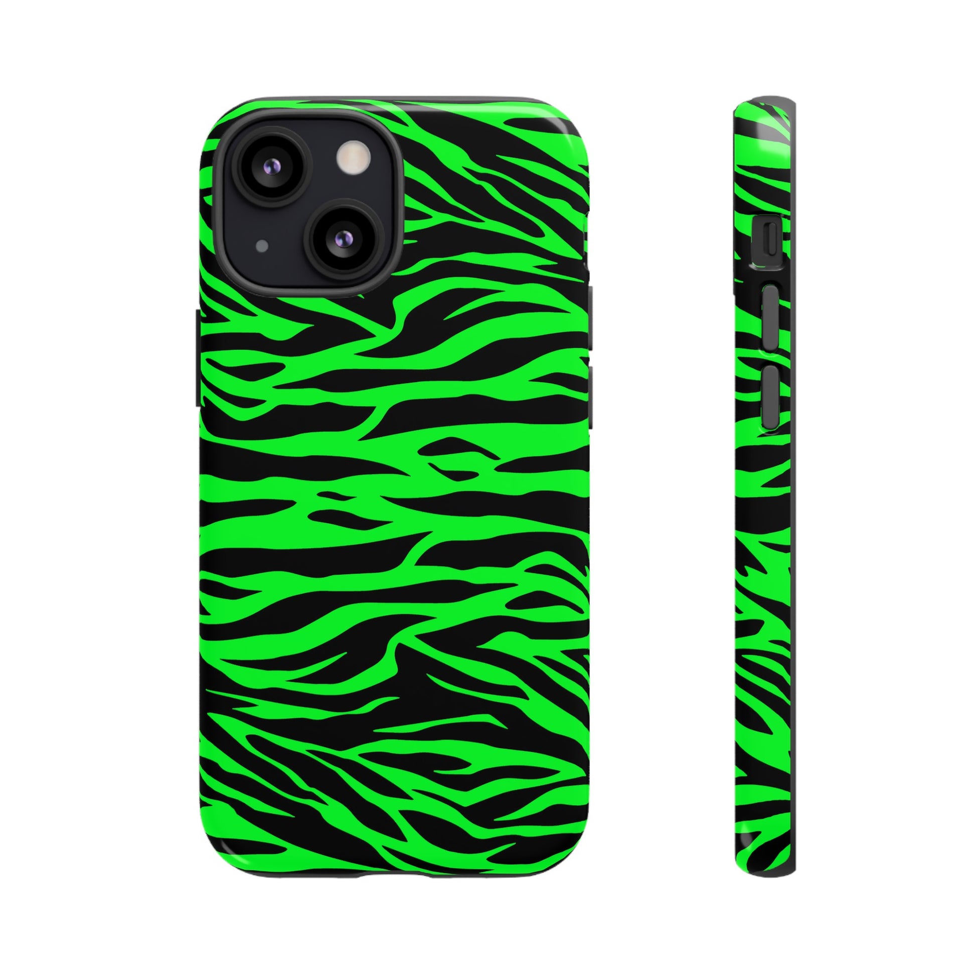 Green Cute Wild Tiger Print Pattern Tough Phone Case, Phone Case, JSCHAFFA.com