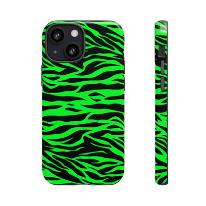 Green Cute Wild Tiger Print Pattern Tough Phone Case, Phone Case, JSCHAFFA.com