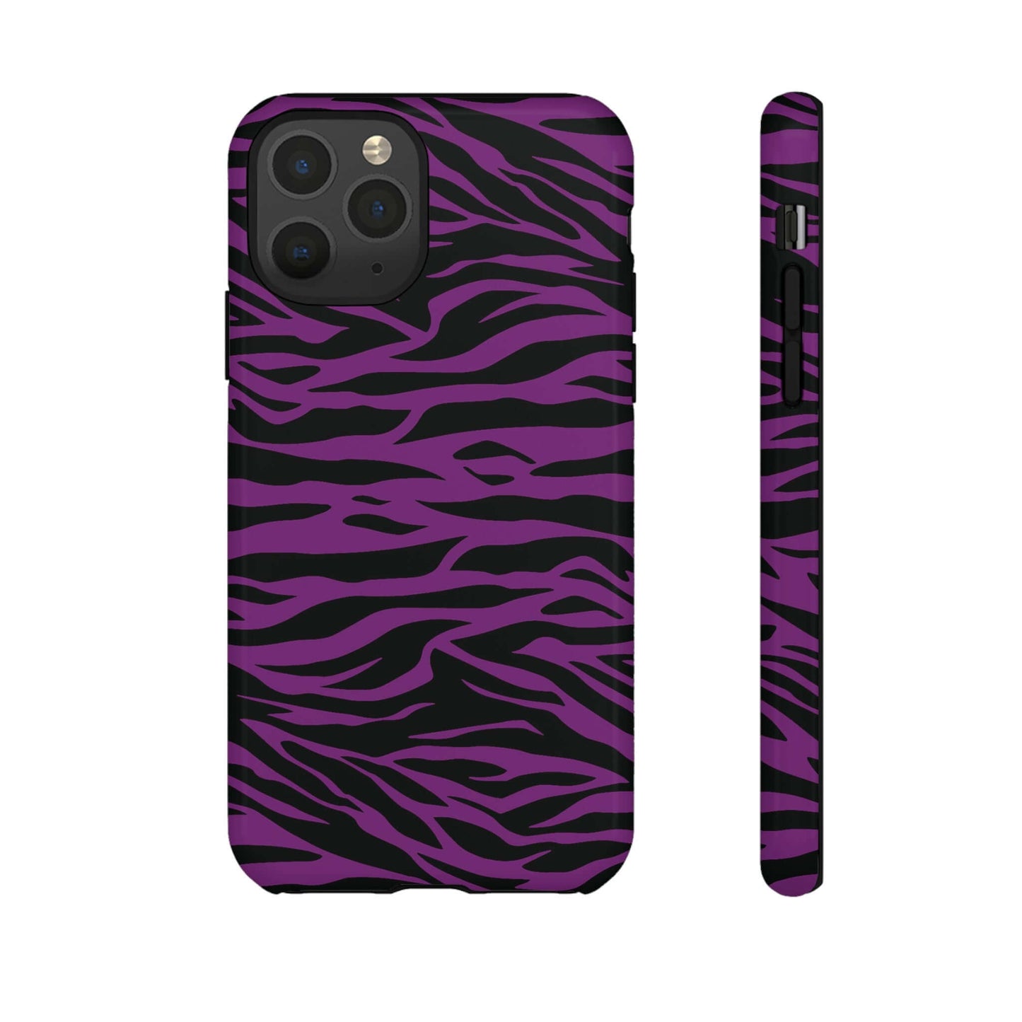 Purple Black Tiger print tough phone case, Phone Case, JSCHAFFA.com