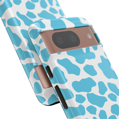 Blue Cow print phone case iPhone Samsung Google, Phone Case, JSCHAFFA.com