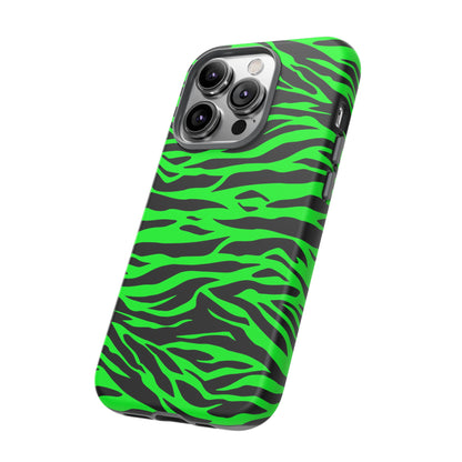 Green Cute Wild Tiger Print Pattern Tough Phone Case, Phone Case, JSCHAFFA.com