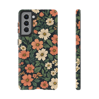 Orange & White Floral Phone Case - Elegant Protection for iPhone, Samsung, and Google Phones