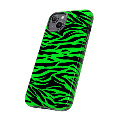 Green Cute Wild Tiger Print Pattern Tough Phone Case, Phone Case, JSCHAFFA.com