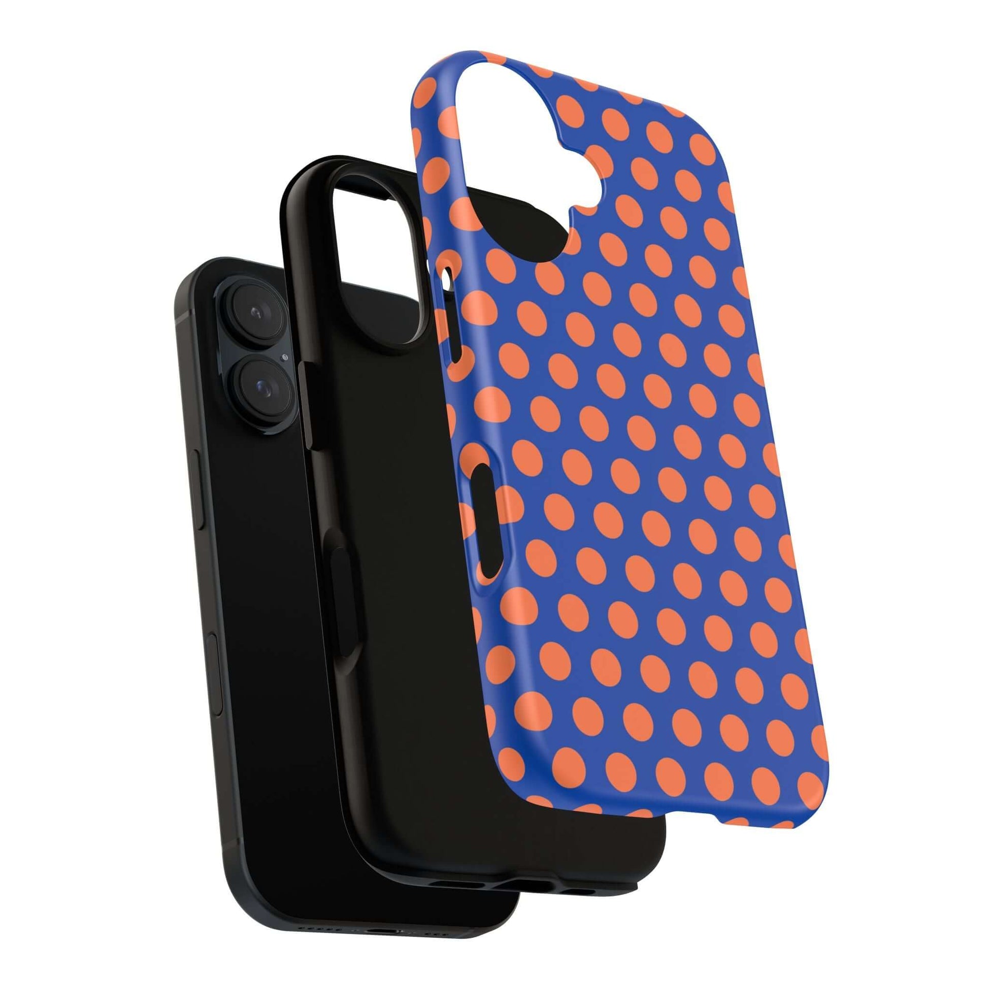 Cobalt Blue & Coral Polka dot Tough Case for iPhone, Samsung, Google