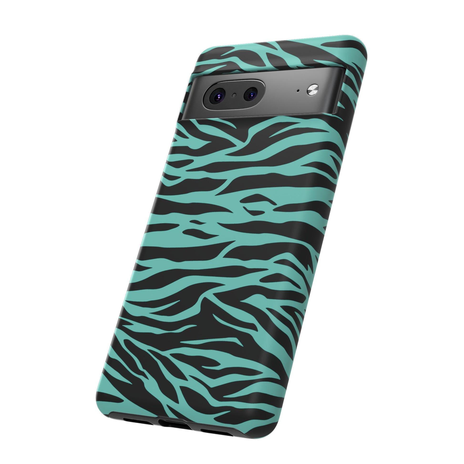 Aqua Cute Wild Tiger Print Pattern Tough Phone Case, Phone Case, JSCHAFFA.com