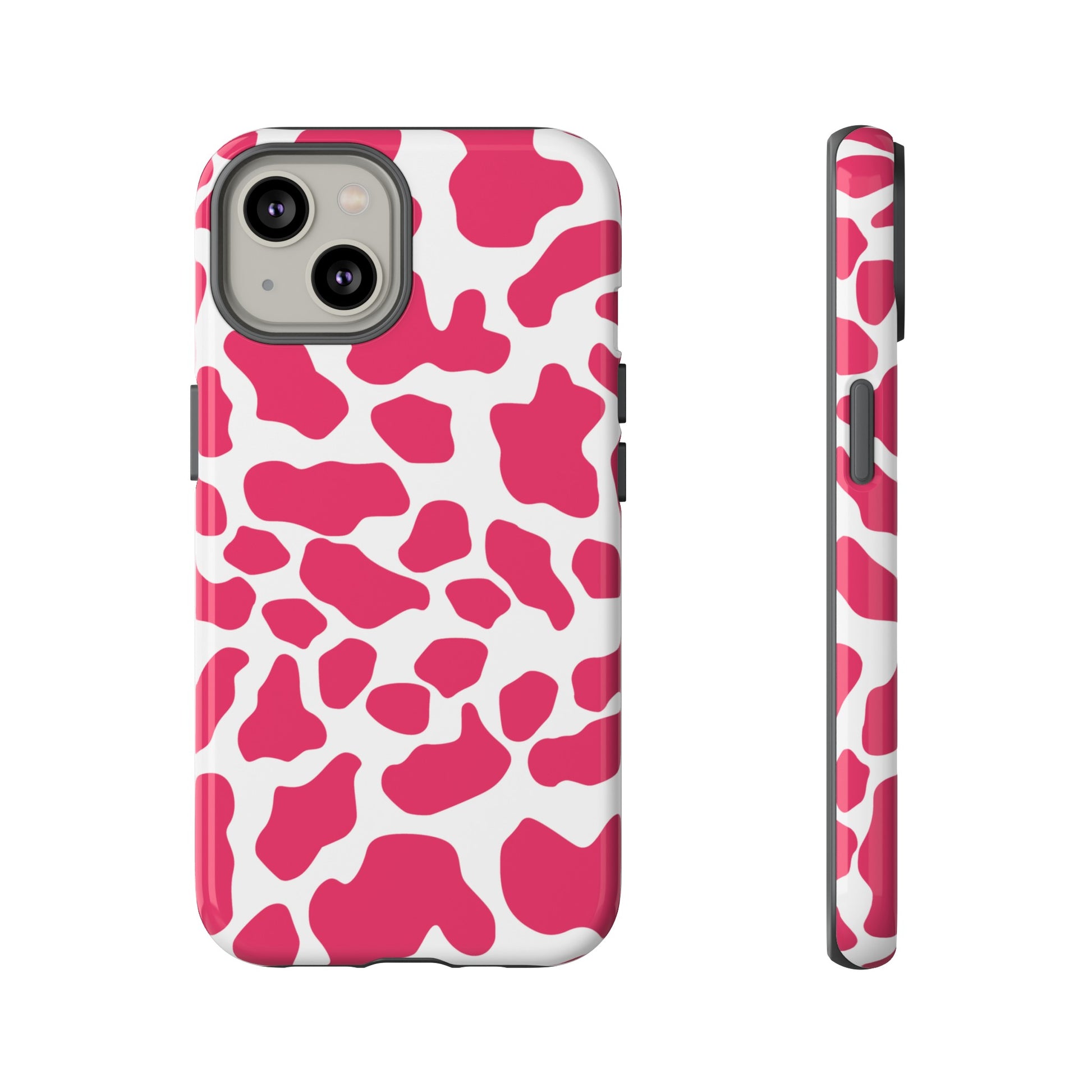 Pink Cow Print Cellphone Case iPhone Samsung Google, Phone Case, JSCHAFFA.com