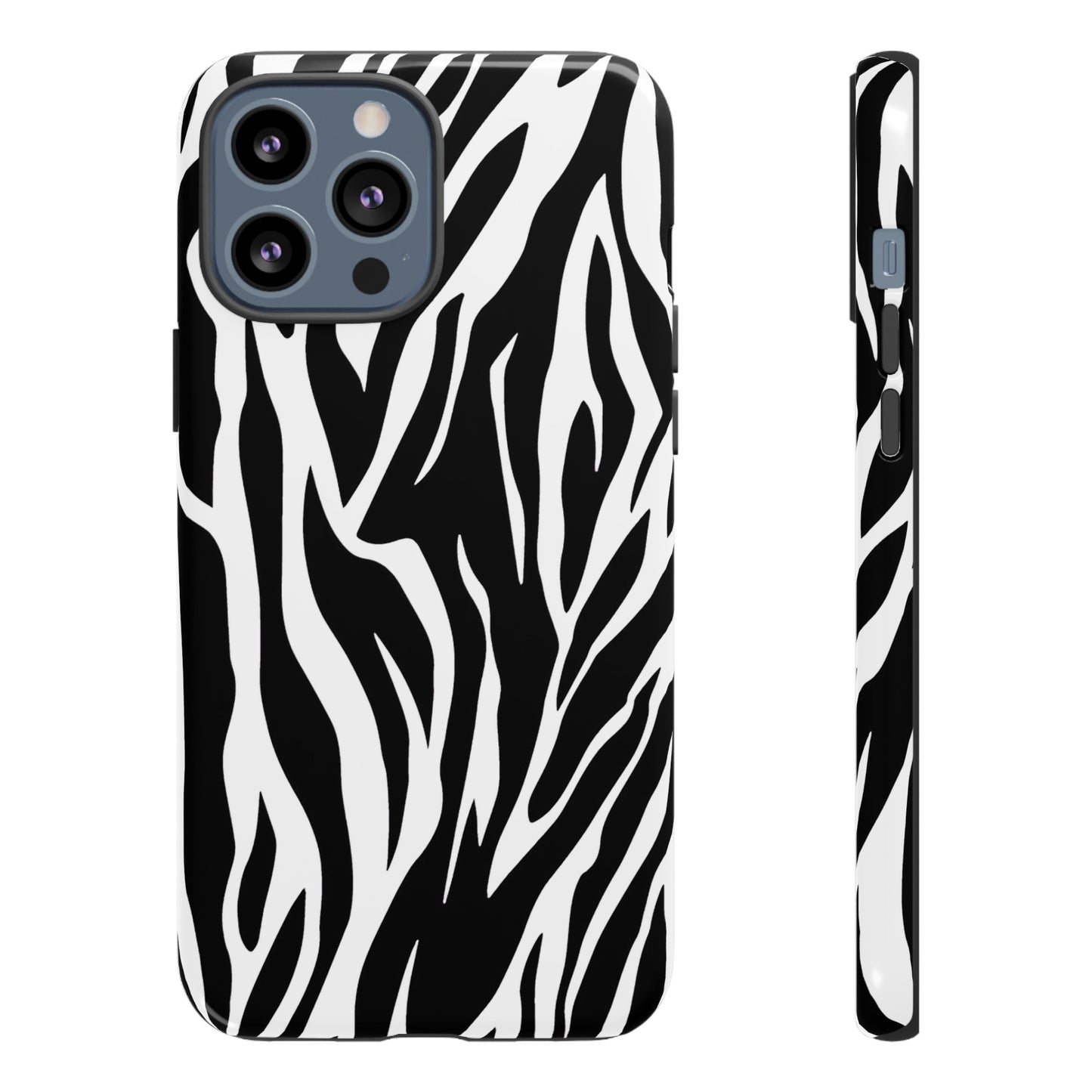 Black White Tiger Print Tough Case Cover for iPhone Samsung and Google phones., Phone Case, JSCHAFFA.com