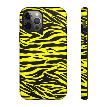 Yellow Cute Wild Tiger Print Pattern Tough Phone Case, Phone Case, JSCHAFFA.com