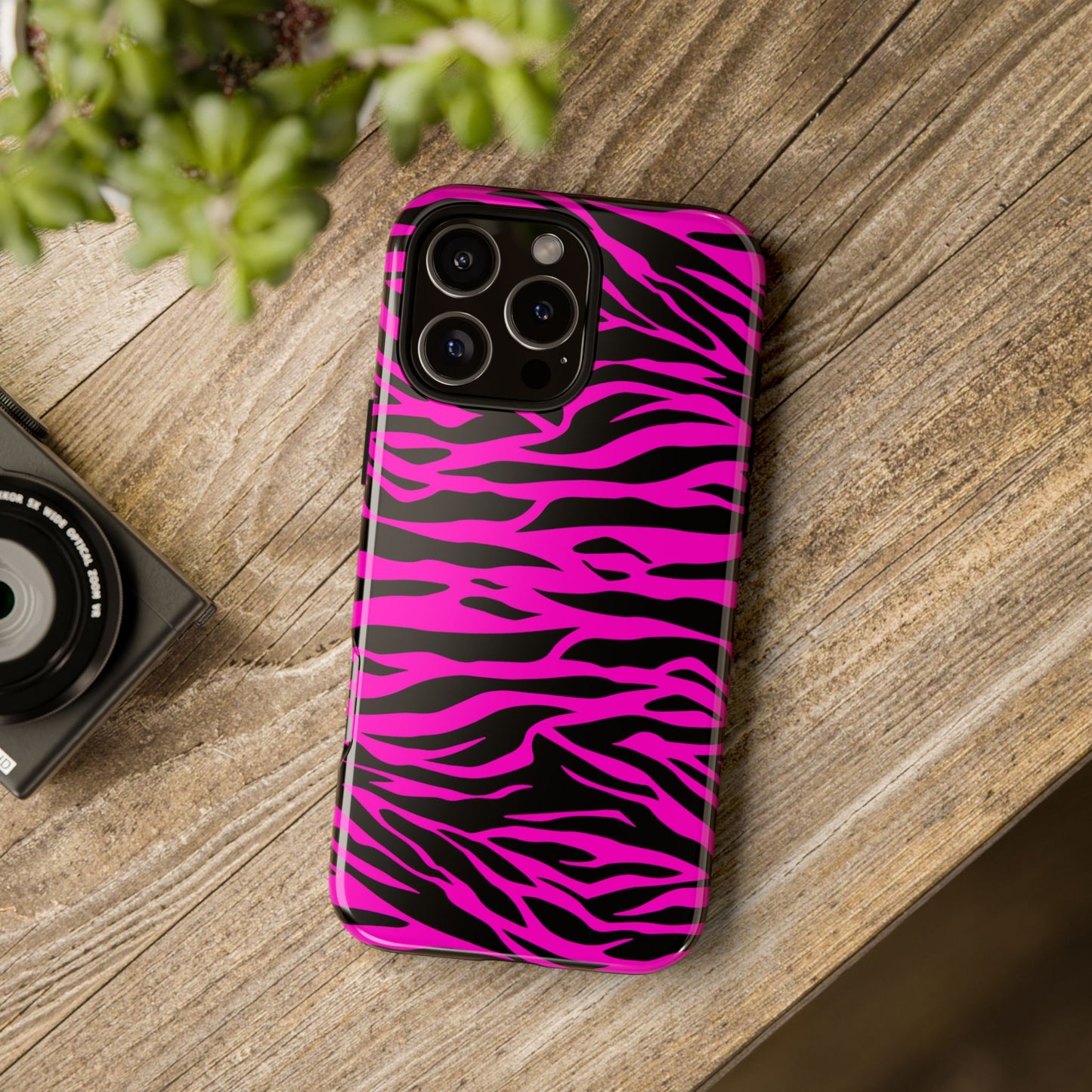 Pink Phone Case Tough Tiger Print