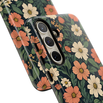 Orange & White Floral Phone Case - Elegant Protection for iPhone, Samsung, and Google Phones, Phone Case, JSCHAFFA.com