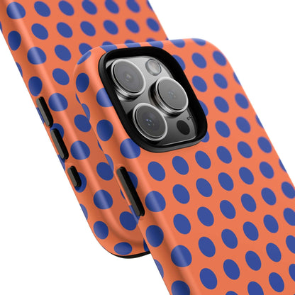 Orange & Blue Polkadot Tough Phone Case for iPhone, Samsung, and Google Phones