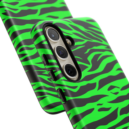 Green Cute Wild Tiger Print Pattern Tough Phone Case, Phone Case, JSCHAFFA.com