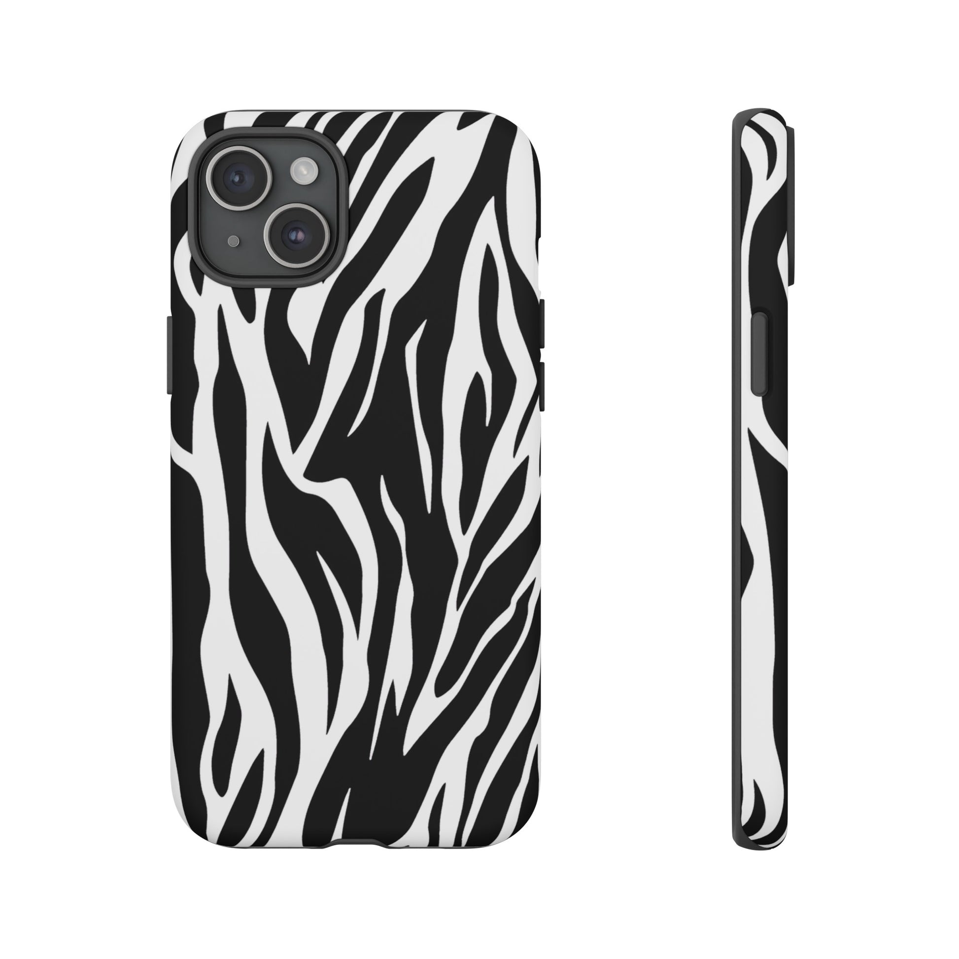 Black White Tiger Print Tough Case Cover for iPhone Samsung and Google phones., Phone Case, JSCHAFFA.com