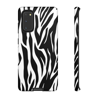 Black White Tiger Print Tough Case Cover for iPhone Samsung and Google phones.