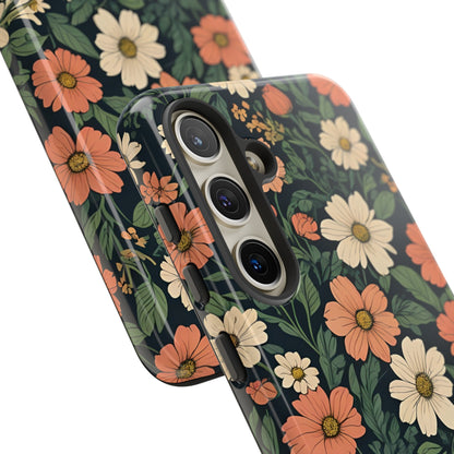 Orange & White Floral Phone Case - Elegant Protection for iPhone, Samsung, and Google Phones, Phone Case, JSCHAFFA.com