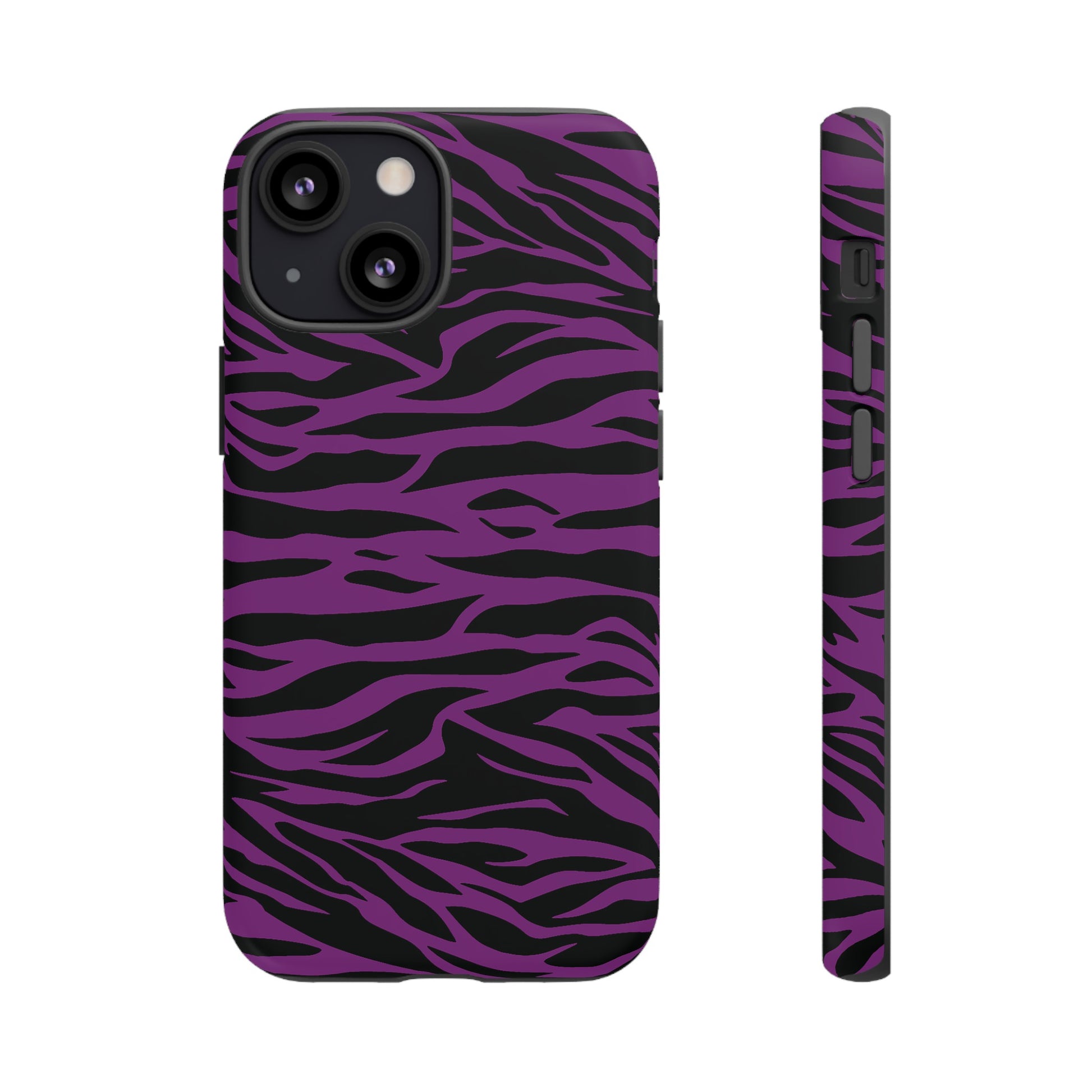 Purple Black Tiger print tough phone case, Phone Case, JSCHAFFA.com