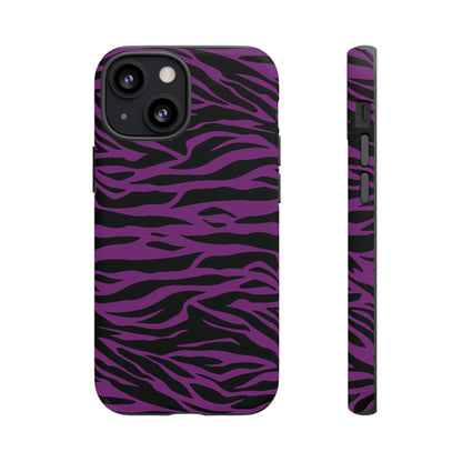 Purple Black Tiger print tough phone case, Phone Case, JSCHAFFA.com