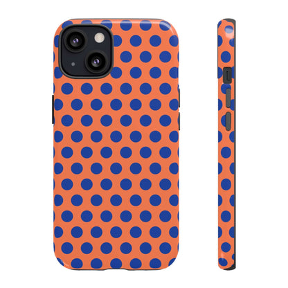 Orange & Blue Polkadot Tough Phone Case for iPhone, Samsung, and Google Phones