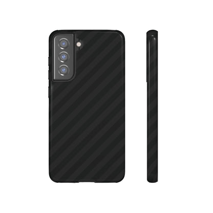 Phone Case, Black Diagonal Pattern Tough Gloss Finish Protective Cover, iPhone, Samsung, Google Pixel, Unique Geometric Design, Gift