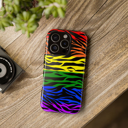 Pride LGBT Rainbow Discrete Tough Phone Case Tiger Print