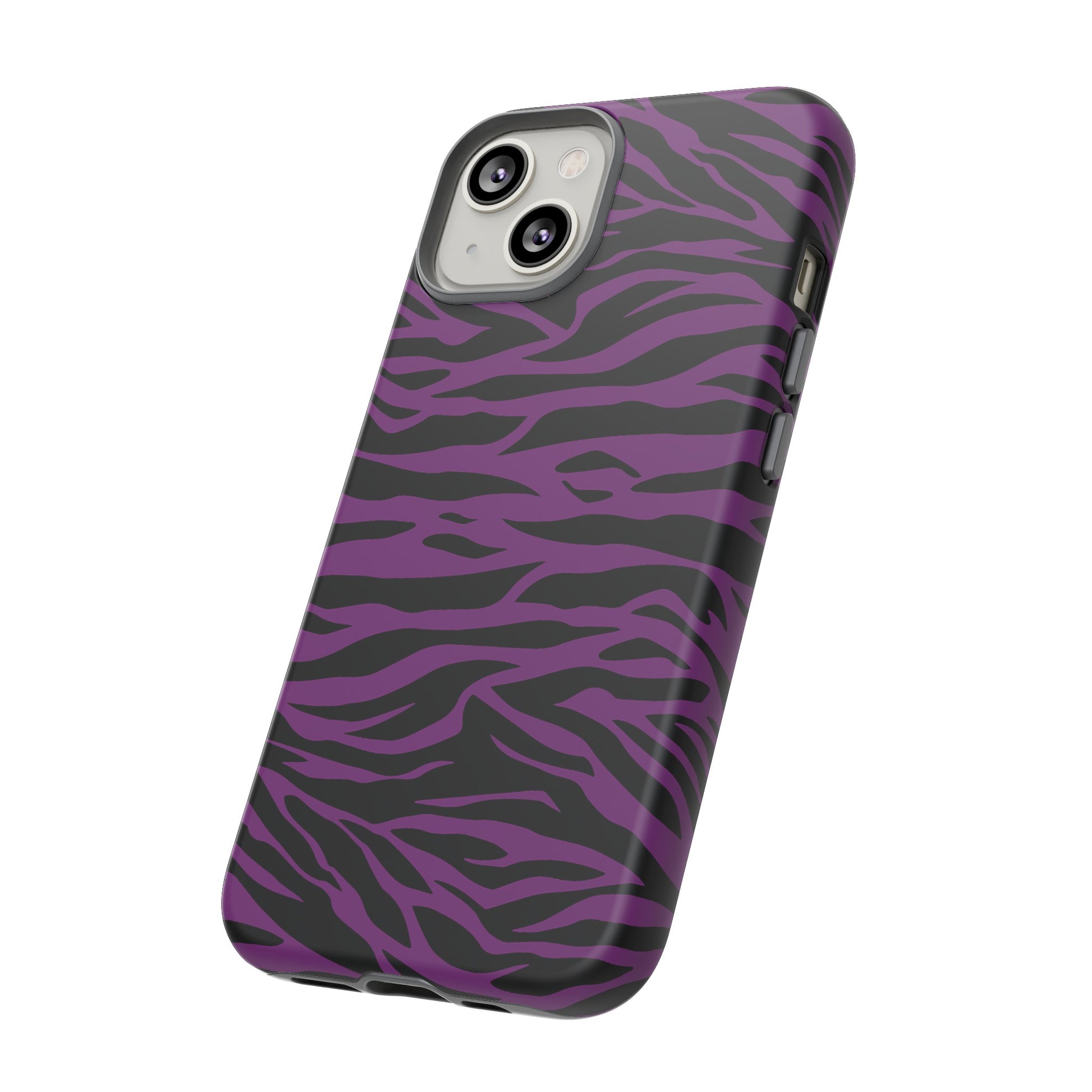 Purple Black Tiger print tough phone case, Phone Case, JSCHAFFA.com