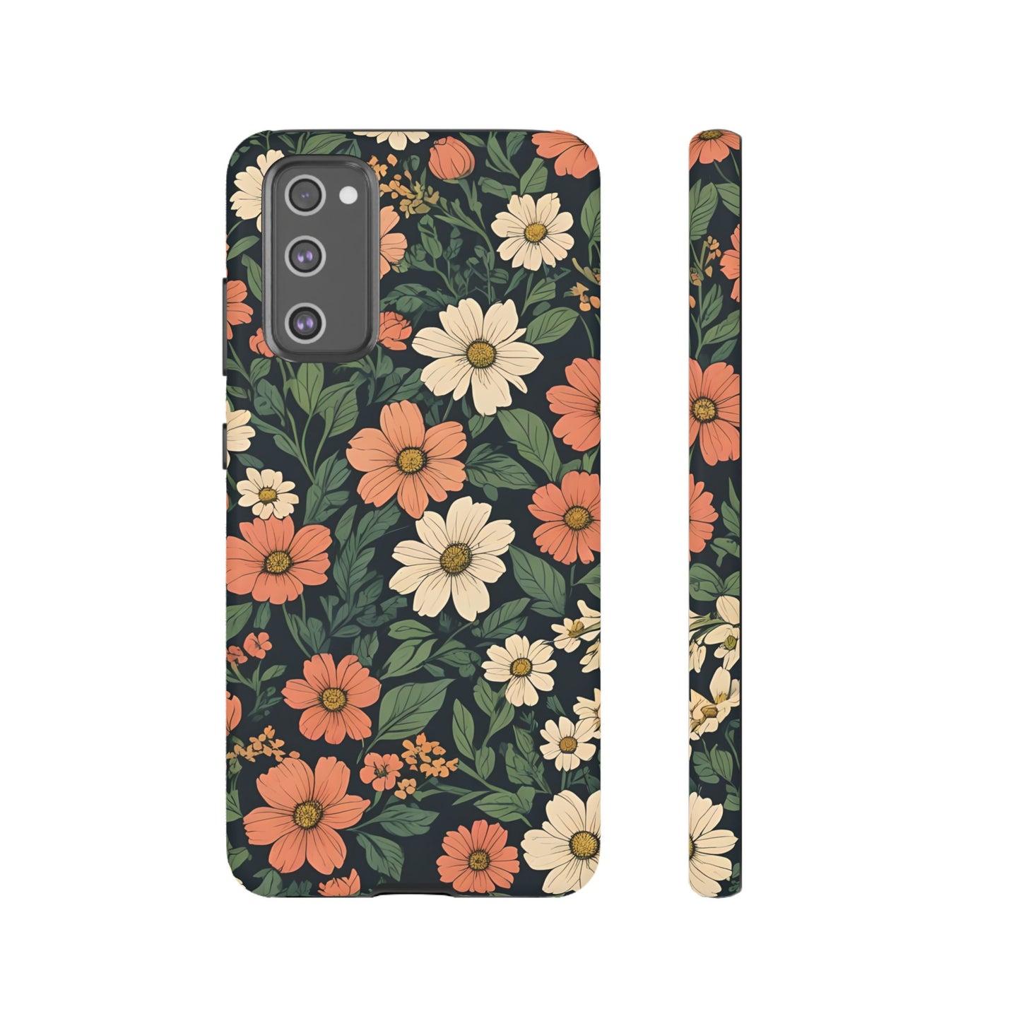 Orange & White Floral Phone Case - Elegant Protection for iPhone, Samsung, and Google Phones, Phone Case, JSCHAFFA.com