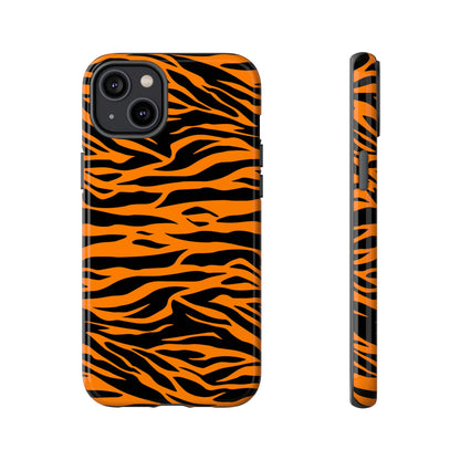 Orange Cute Wild Tiger Print Pattern Tough Phone Case.