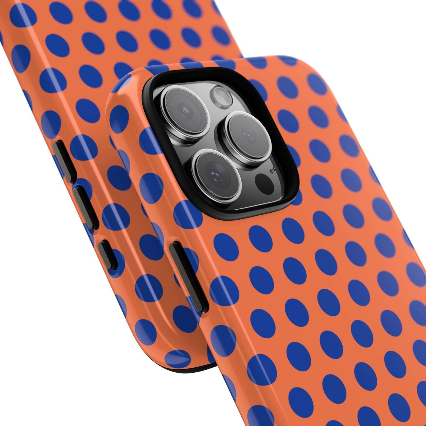 Orange & Blue Polkadot Tough Phone Case for iPhone, Samsung, and Google Phones